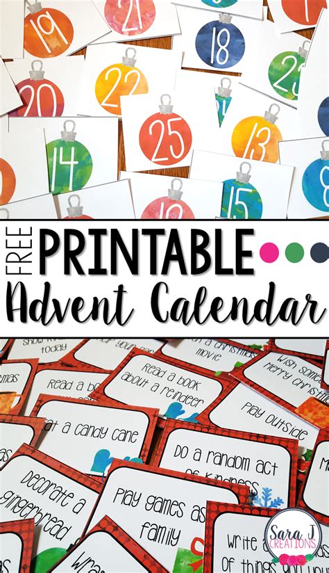 Free Printable Advent Calendar 2021